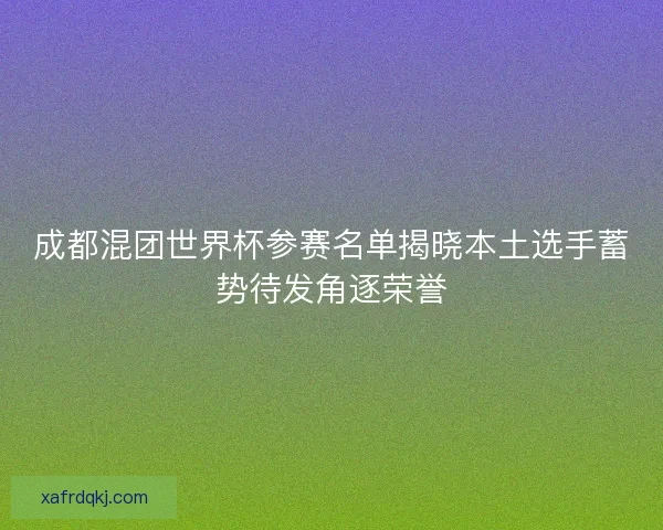 成都混团世界杯参赛名单揭晓本土选手蓄势待发角逐荣誉