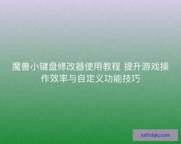 魔兽小键盘修改器使用教程 提升游戏操作效率与自定义功能技巧