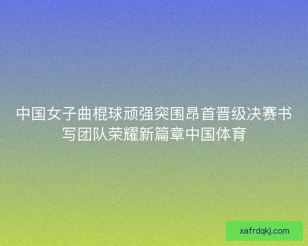 中国女子曲棍球顽强突围昂首晋级决赛书写团队荣耀新篇章中国体育